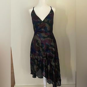 Mint limit: NWT Beautiful, metallic multicolor, asymmetrical dress.